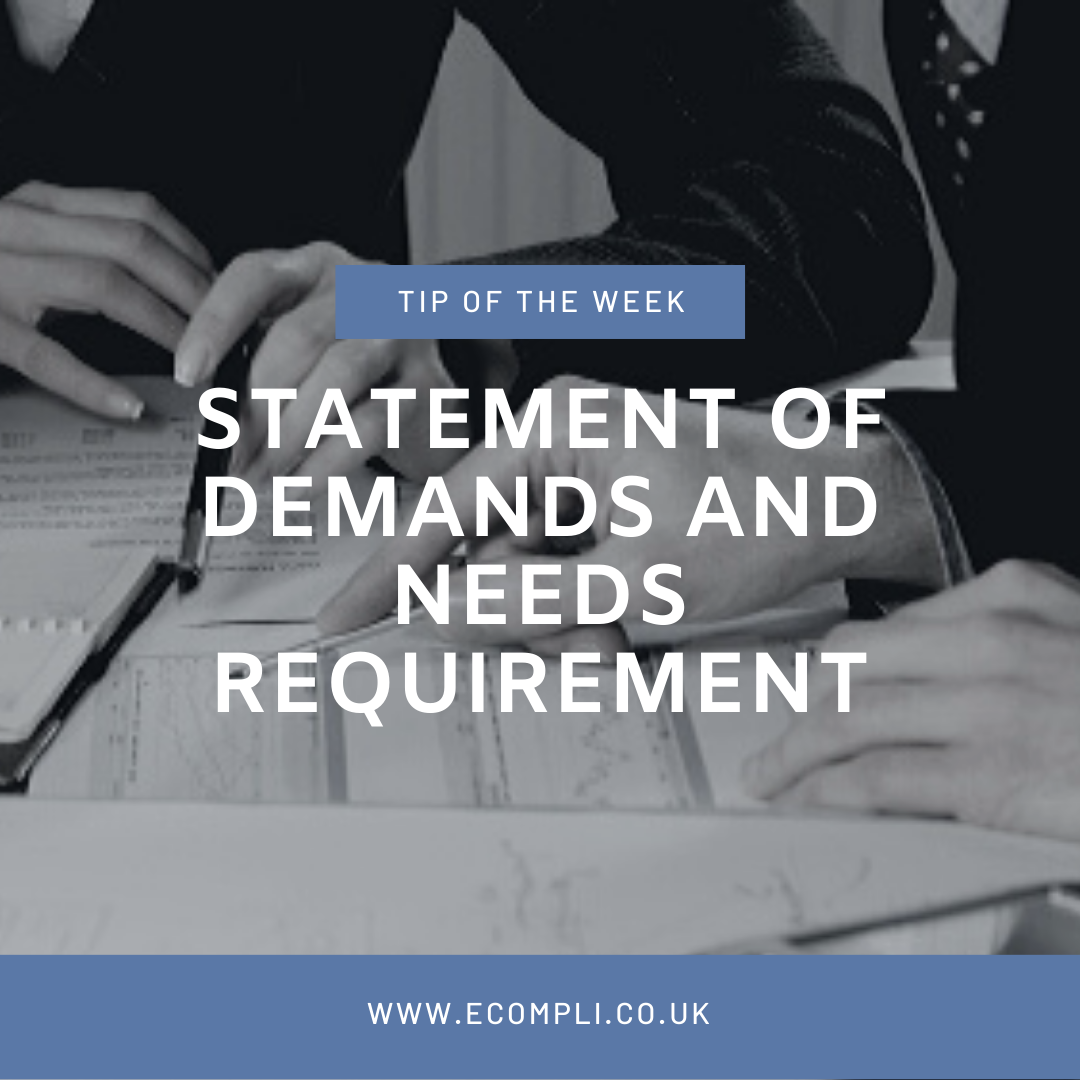 Ecompli - FCA Statement of Demands and Needs Requirement